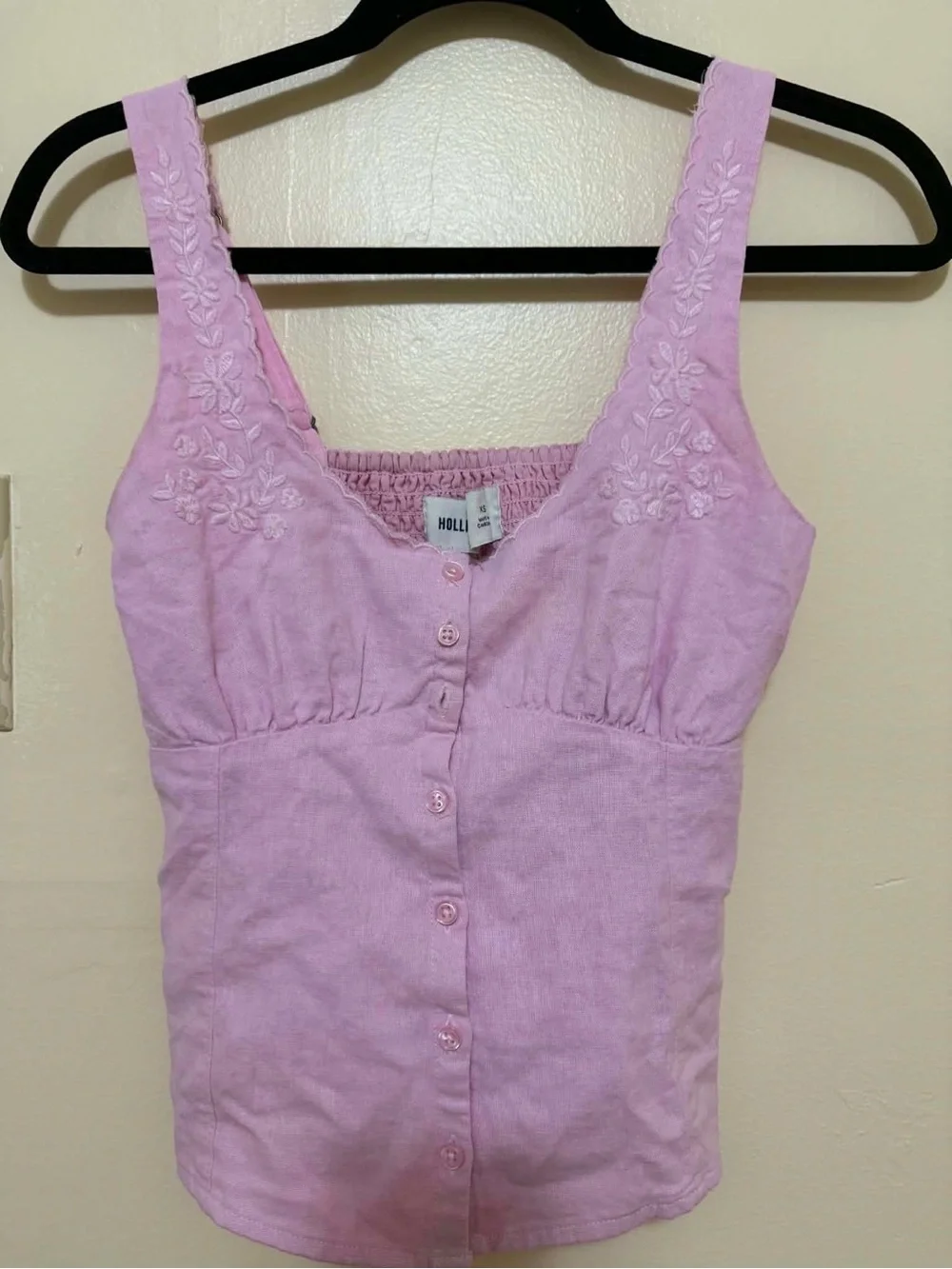 Hollister Light Lavender Embroidered Button-Front Camisole - Picture 1 of 7